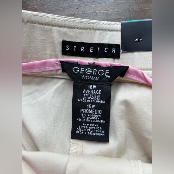 George Woman 16W City Chic Fruit Khaki Cream Wide Leg Trousers Business Casual - Picture 5 of 9